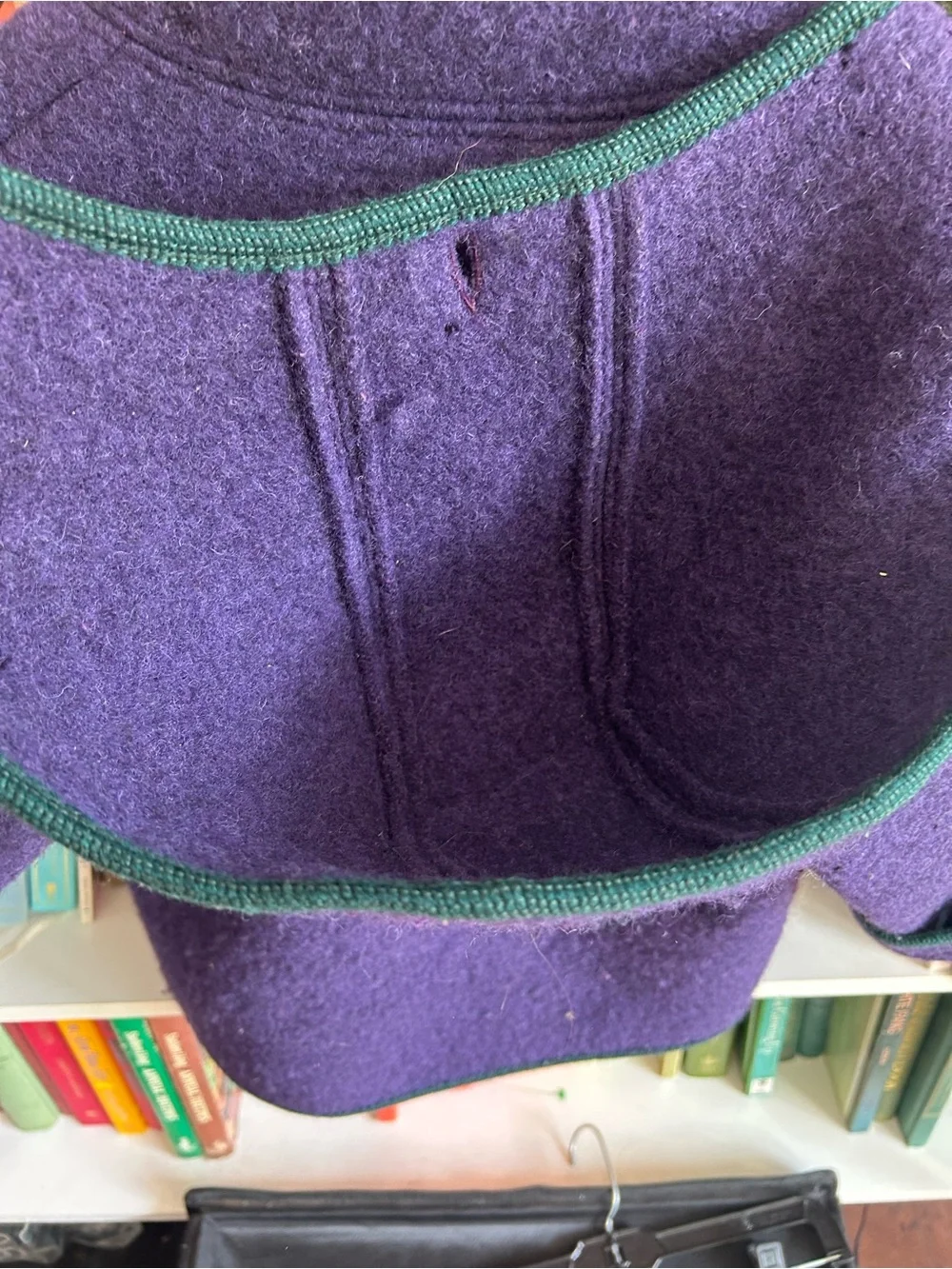 Giesswein Purple & Teal Kids Wool Pea Coat with Artist Patch